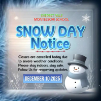 Blue Joyful Snow Day School Closure Notice | Editable Winter Announcement Square (1:1) 方形(1:1) template